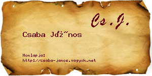 Csaba János névjegykártya