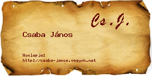 Csaba János névjegykártya